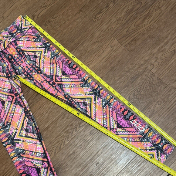 LORNA JANE By Pink Legging Size:S Mid Rise Full Length Pants Black Geometric Y2K - Picture 9 of 9